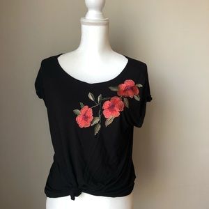 Black tee. Front tied just for fun